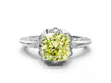 White gold Fancy Yellow Cushion  Halo Split Shank Pave Diamond Ring with Petal Prong Setting_78