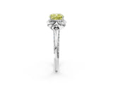 White gold Fancy Yellow Cushion  Halo Split Shank Pave Diamond Ring with Petal Prong Setting_83