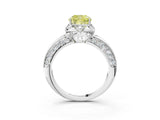 White gold Fancy Yellow Cushion  Halo Split Shank Pave Diamond Ring with Petal Prong Setting_84