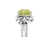 White gold Fancy Yellow Cushion  Halo Split Shank Pave Diamond Ring with Petal Prong Setting_84