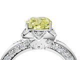 White gold Fancy Yellow Cushion  Halo Split Shank Pave Diamond Ring with Petal Prong Setting_85