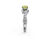 White gold Fancy Yellow Cushion  Halo Twist Band Solitaire Prong Setting Ring_133