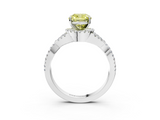 White gold Fancy Yellow Cushion  Halo Twist Band Solitaire Prong Setting Ring_134