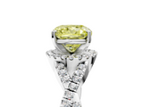 White gold Fancy Yellow Cushion  Halo Twist Band Solitaire Prong Setting Ring_136