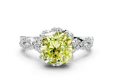 White gold Fancy Yellow Cushion  Halo Twist Band Solitaire Ring with Six-Prong Setting_31