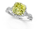 White gold Fancy Yellow Cushion  Halo Twist Band Solitaire Ring with Six-Prong Setting_33