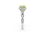 White gold Fancy Yellow Cushion  Halo Twist Band Solitaire Ring with Six-Prong Setting_34