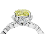 White gold Fancy Yellow Cushion  Halo Twist Band Solitaire Ring with Six-Prong Setting_35