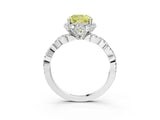 White gold Fancy Yellow Cushion  Halo Twist Band Solitaire Ring with Six-Prong Setting_35