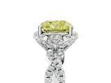 White gold Fancy Yellow Cushion  Halo Twist Band Solitaire Ring with Six-Prong Setting_37