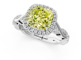 White gold Fancy Yellow Cushion  Halo Twist Band Solitaire Ring_20
