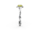 White gold Fancy Yellow Cushion  Halo Twist Band Solitaire Ring_22