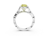 White gold Fancy Yellow Cushion  Halo Twist Band Solitaire Ring_23