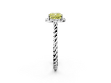 White gold Fancy Yellow Cushion  Halo Twisted Band Four-Prong Diamond Ring_22