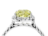 White gold Fancy Yellow Cushion  Halo Twisted Band Four-Prong Diamond Ring_24