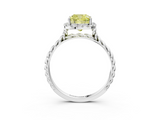 White gold Fancy Yellow Cushion  Halo Twisted Band Four-Prong Diamond Ring_24