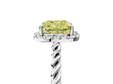 White gold Fancy Yellow Cushion  Halo Twisted Band Four-Prong Diamond Ring_25