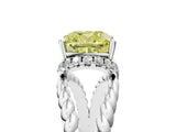 White gold Fancy Yellow Cushion  Halo Twisted Band Four-Prong Ring_25