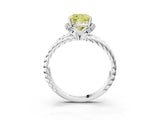 White gold Fancy Yellow Cushion  Halo Twisted Band Four-Prong Ring_46