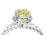 White gold Fancy Yellow Cushion  Halo Twisted Band Four-Prong Ring_48