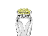 White gold Fancy Yellow Cushion  Halo Twisted Band Four-Prong Ring_49