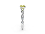White gold Fancy Yellow Cushion  Milgrain Bezel Diamond Engagement Ring with Solitaire Prong Setting_191