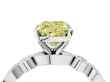 White gold Fancy Yellow Cushion  Milgrain Bezel Diamond Engagement Ring with Solitaire Prong Setting_196