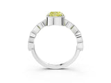 White gold Fancy Yellow Cushion  Milgrain Marquise Diamond Twist Band Ring_65