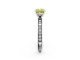 White gold Fancy Yellow Cushion  Milgrain Pave Diamond Engagement Ring with Four-Prong Setting_137