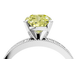 White gold Fancy Yellow Cushion  Milgrain Pave Diamond Engagement Ring with Four-Prong Setting_139