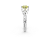 White gold Fancy Yellow Cushion  Solitaire Beaded Band Six-Prong Setting_2