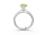 White gold Fancy Yellow Cushion  Solitaire Beaded Band Six-Prong Setting_3