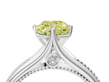 White gold Fancy Yellow Cushion  Solitaire Beaded Band Six-Prong Setting_4