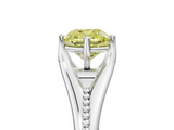White gold Fancy Yellow Cushion  Solitaire Beaded Band Six-Prong Setting_5