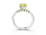 White gold Fancy Yellow Cushion  Solitaire Beaded Band with Four-Prong Setting_74