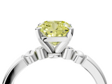 White gold Fancy Yellow Cushion  Solitaire Beaded Band with Four-Prong Setting_80