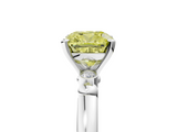 White gold Fancy Yellow Cushion  Solitaire Beaded Band with Four-Prong Setting_82