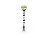 White gold Fancy Yellow Cushion  Solitaire Bezel Accent Diamond Engagement Ring with Beaded Band and Four-Prong Setting_26