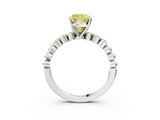 White gold Fancy Yellow Cushion  Solitaire Bezel Accent Diamond Engagement Ring with Beaded Band and Four-Prong Setting_27