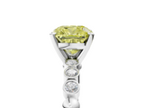 White gold Fancy Yellow Cushion  Solitaire Bezel Accent Diamond Engagement Ring with Beaded Band and Four-Prong Setting_29