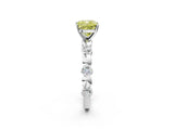 White gold Fancy Yellow Cushion  Solitaire Bezel-Set Diamond Ring with Beaded Band and Four-Prong Setting_34