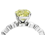 White gold Fancy Yellow Cushion  Solitaire Bezel-Set Diamond Ring with Beaded Band and Four-Prong Setting_36