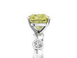 White gold Fancy Yellow Cushion  Solitaire Bezel-Set Diamond Ring with Beaded Band and Four-Prong Setting_37