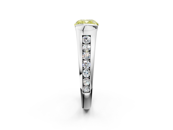 Platinum Cushion Cut Half Bezel Engagement Ring Setting for Fancy Yellow Center