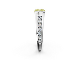 White gold Fancy Yellow Cushion  Solitaire Bezel-Set Diamond Ring with Channel-Set Band_39