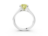 White gold Fancy Yellow Cushion  Solitaire Bezel-Set Diamond Ring with Channel-Set Band_40