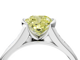 White gold Fancy Yellow Cushion  Solitaire Bezel-Set Diamond Ring with Channel-Set Band_41