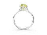 White gold Fancy Yellow Cushion  Solitaire Cathedral Diamond Ring with Six-Prong Setting_20