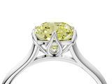 White gold Fancy Yellow Cushion  Solitaire Cathedral Diamond Ring with Six-Prong Setting_21