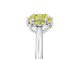 White gold Fancy Yellow Cushion  Solitaire Cathedral Diamond Ring with Six-Prong Setting_22